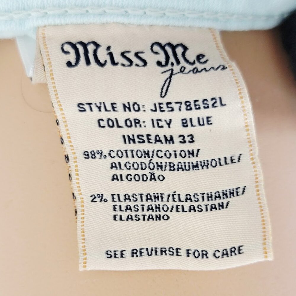 Miss Me Light Blue Skinny Jeans with Embellished Back Pockets - Picture 8 of 9